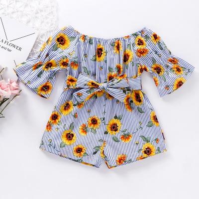 China New Designer Woven Designer Summer Leisure Floral Breathble Girl Playsuits Popular Comfortable Good Quality Baby Romper for sale