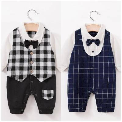 China Cozy Breathble Romper For Baby Boy Long Sleeve Button Fly For 0-12 Month Baby Gentleman for sale