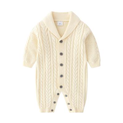 China Baby Boy Overalls Long Sleeve Sweater Cotton Breathble Simple Baby Romper Cozy Wholesale White Infant Girl Clothing for sale