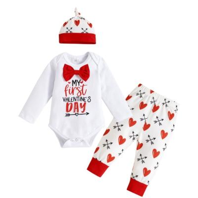 China New Arrival Anti-Shrink Spring Clothes Baby Valentines Girls Boys Organic Newborn Baby Clothes Set for sale