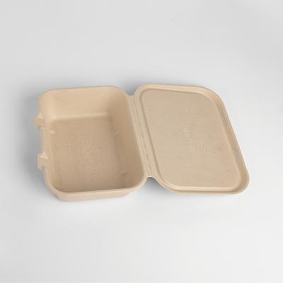 China Factory Price Recyclable Bagasse Pulp Disposable Greaseproof Lunch Box for sale