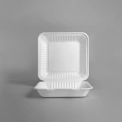 China Factory Recyclable Disposable Biodegradable Sugarcane Pulp Square Takeout Packaging Box for sale