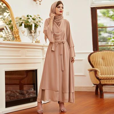 China 2022 J&H Breathable Chiffon Prayer Dress With 2 Piece Muslim Hijab Khimar Hijab Islamic Clothing Women Jilbab Abaya Dress for sale