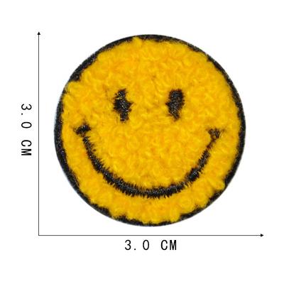 China Handmade Custom Chenille Smile Face Patch Embroidery Iron On Patches For Apparel for sale