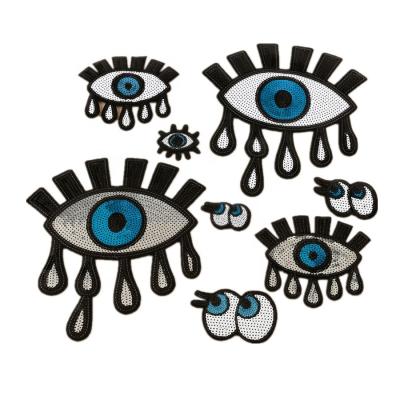 China Other hot sale big third eye sew on embroidery sequin patches evil eye embroidery patches for garment for sale