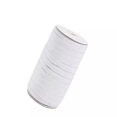 China Sustainable Custom White 6mm Braided Knitted Flat Elastic Band For Garment for sale