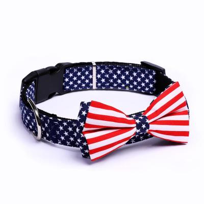 China Amazon Custom Heavy Duty Hot Selling American Flag Independence Day Dog Collars Accessories Pet Collars For Dogs for sale