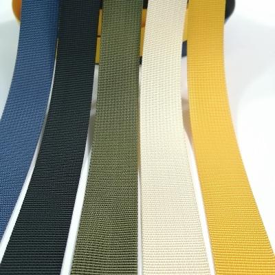 China Heavy Duty Custom Color 38 Mm Fine Grooved Apparel Ribbon Webbing Ties Nylon Webbing For Bag for sale