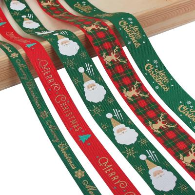 China Wholesale Custom Recyled Thermal Transfer Printed Ribbon Satin Christmas Gift Ribbon Roll Crafts for sale