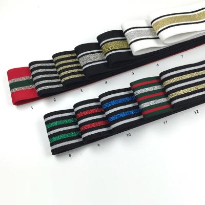 China High Tenacity Fashion 4cm Polyester Garment Accessories Band Cannetille Elastic Webbing Band For Clothing for sale