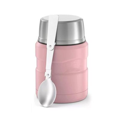 China Eco Friendly Business 450ml 600ml Double Wall Stainless Steel Vacuum Insulated Thermos Food Jar With Spoon for sale