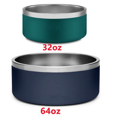 China 32oz 64oz Sustainable Hot Selling Custom Made Water Double Wall Metal Stainless Steel Food Dog Bowl for sale