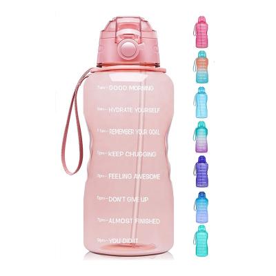 China Viable 1 Gallon Gym Time Gym Time Reusable Brand Clear Portable Motivational Plastic Water Bottles for sale