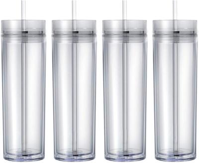 China Amazon Sustainable Hot Reusable Double Wall Plastic Cups Eco Friendly Clear Acrylic Skinny Tumblers With Straw for sale