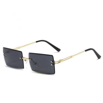 China New Styles Rimless Rimless Alloy Metal Gold Temples Shape To Shades Sunglasses 2021 Women for sale