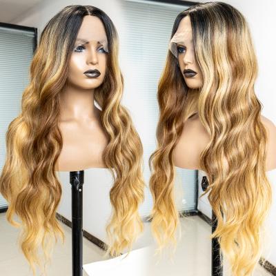 China Hot Selling Futura Lace Front Heat Resistant Blonde High Quality Luxury Pink Hair Wholesale Body Wave Synthetic Wig For Black Women for sale