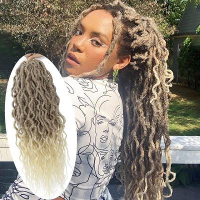 China Wholesale 100% Japan Low Temperature Fiber Messy Box Braids Bohemia Crochet Hair Faux Locs River Goddess Soft Locs Gypsy Hair With Curly End for sale