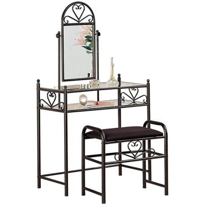 China Classic Style Metal Vanity Set Black&Upholstered Stool for sale