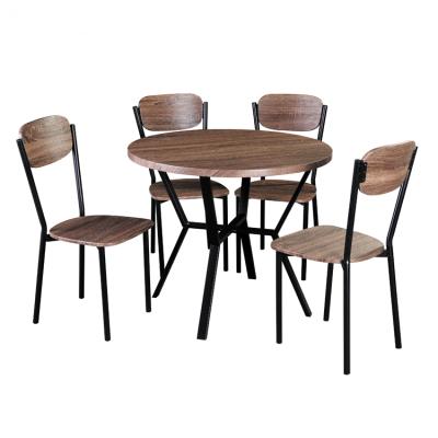 China Log Round Casual Effect Dining Hall Table And 4 Chairs Set for sale