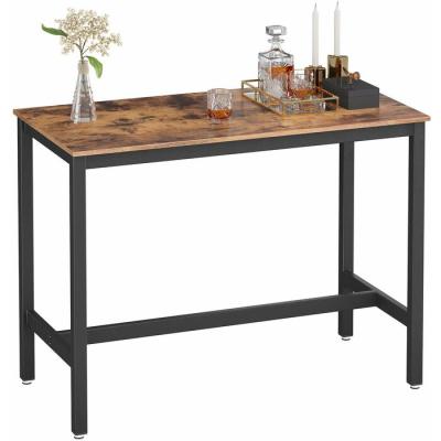 China Easy Assembling Rustic KD Industrial Style Brown Kitchen Dining Counter Wood Height Table Black Metal For Home Dining Room Furniture for sale