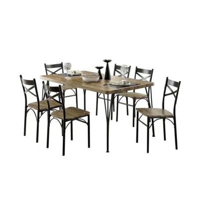 China 1 person retro metal set of table and 6 style 6 chairs and wooden dining table and 6 chairs for sale