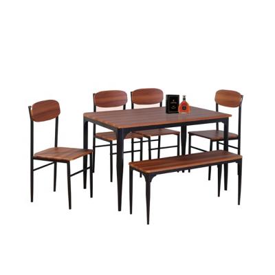 China 1 table + 1 bench + 4 chairs 6 pieces of wooden dining room furniture set with 1 bench and 4 chairs for sale