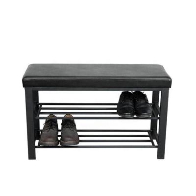 China Modern Multifunctional PU Cushioned Metal Entryway Bench for sale