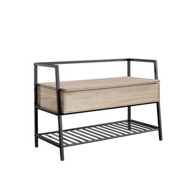 China Three In One Design Ermont Wooden Storage Bench Shelf Metal Frame For Living Room Home Furniture for sale