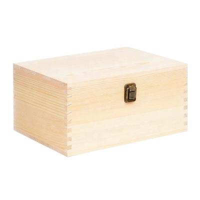 China Wholesale Recycled Materials Amazon Products Hot Selling Unfinished Natural Wooden Storage Box With Lid for sale