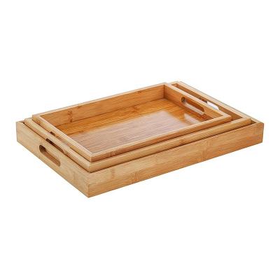 China Home Restaurant Rectangle Hotel Ottoman Breakfast Dinner Wooden Serving Trays for sale