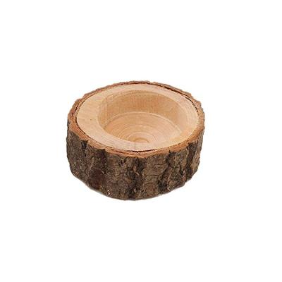 China Morden Cheap Rustic Wooden Wedding Centerpieces Table Natural Round Basswood Slices Tea Light Sconce for sale