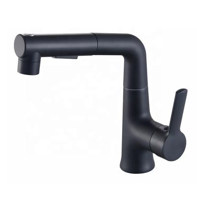 China Pull Out Hot Black Spray Basin Faucet Cold Water Bathroom Basin Mixer Taps Bathroom Sink Faucet for sale