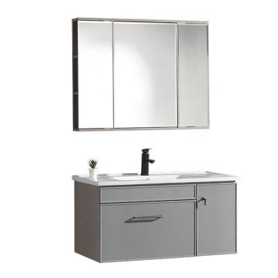 China Environment Friendly Wall Mounted Bathroom Vanity Canada Wash Basin Cabinet Gray for sale