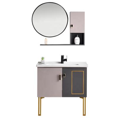 China Environmental Friendly Modern Bathroom Cabinet Free Standing Style Bathroom Vanity Unit Rustic Cabinet for sale