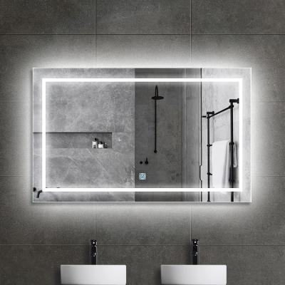 China Touch Sensor Bathroom Mirror Lighted Luxury Led Rectangle Large Over The Bathroom Mirrors for sale