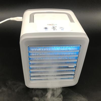 China Amazon USB Mini Air Cooler Humidity Water Air Conditioning LED Plastic Portable Fan for sale