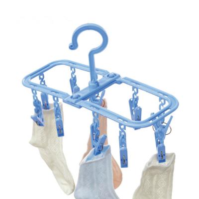 China 10 Pegs Mini Folding Foldable Windproof Laundry Drying Rack Underwear Sock Plastic Hangers for sale