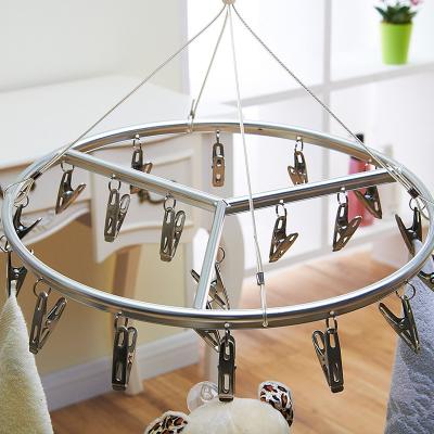 China SHOW Large Rack Multi-folder Aluminum Round Drying Hanger Jars Home Multifunctional Hanger With 20 Clips for sale