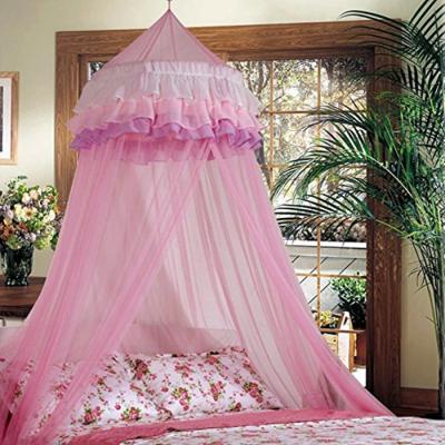 China Folded Hot-selling diameter 60cm pink elegant beehive lace bed canopy mosquito netting dome princess for sale