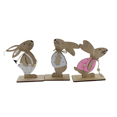 China Wooden Rabbit Wood Bunny Kit Easter Decor Easter Craft Wooden Ornaments for sale