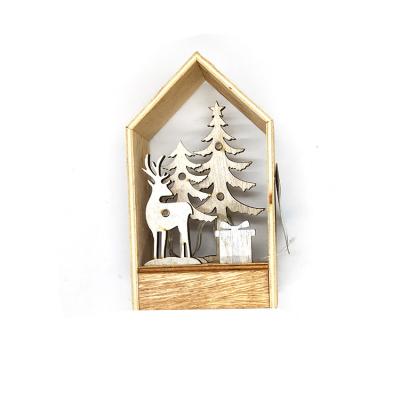 China Holiday decoration & Gift For Bedroom Decoration Will Shine Wood Craft Supplies Deer Lamp Pendant Gifts Wooden Crafts for sale