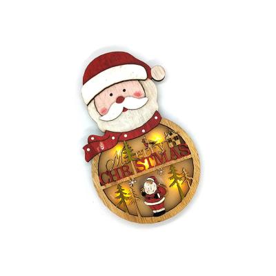 China Holiday decoration & Christmas Gift China Professional Manufacture Wooden Craft Door Decorations Santa Claus Lamp Pendant for sale