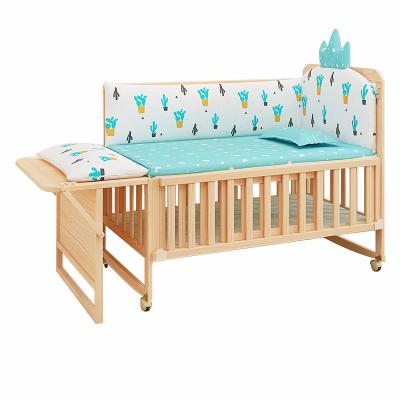 China Best Selling Modern Solid Wood Baby Crib, Multifunctional Baby Hutch and Children's Bed for sale