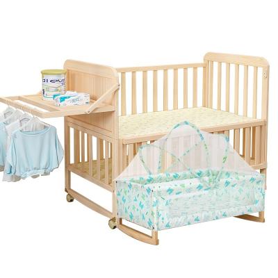 China 2021 Hot Selling Modern Multifunctional Solid Wood Cribs/Changeable Children's Crib, Large Storage Space Baby Crib for sale