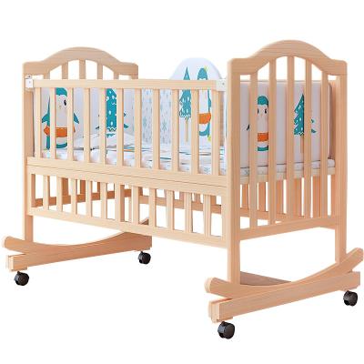 China Modern Wholesale Solid Wood Baby Cribs Swing Baby Crib Newborn Baby Crib for sale