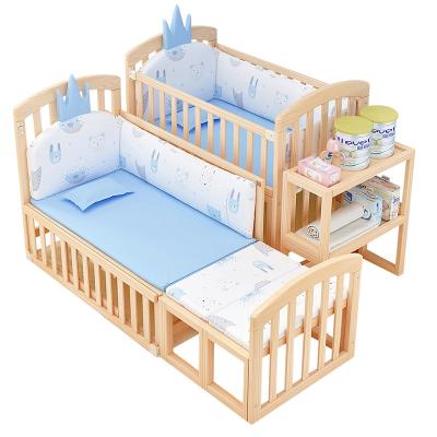 China Modern Chinese Made Crib Multifunctional Solid Wood Baby Crib Splicing Adult Bed for sale