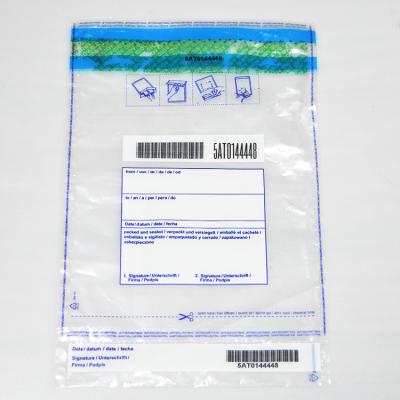 China VOID/OPEN VACUUM exposed when peeled customized auto seal plastic tamper proof bags with logo print for security use à venda