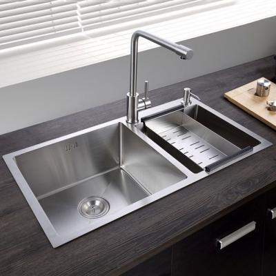 China Without Faucet 2022 New Modern Kitchen Stainless Steel Sink With 304stainless Doublw Machine Made Steel Bowl for sale