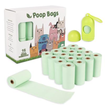 China New Viable Eco-Friendly Cornstarch Pet Waste Bag Compost Solid Color PLA Dog Poop Bag 16 Roll Dispenser Dog Poop Bag for sale