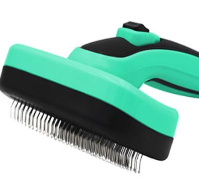 China Hot Selling Viable Knot Cat Comb Open Pet Hair Comb Massager Brush With Button Self Cleaning Automatic Comb for sale